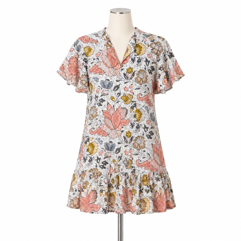 LOFT Petite Floral Mini Dress‎ XXSP Cottagecore Romantic Prairie Feminine Boho